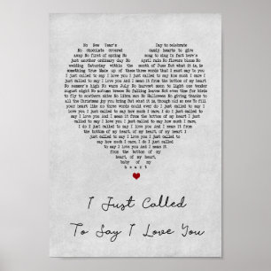 I Just Called To Say I Love You Grey Heart Song Poster