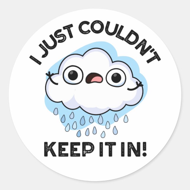 I Just Couldn't Keep It In Funny Cloud Pun Classic Round Sticker (Front)