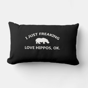 I Just Freaking Love Hippos Gift Lumbar Pillow