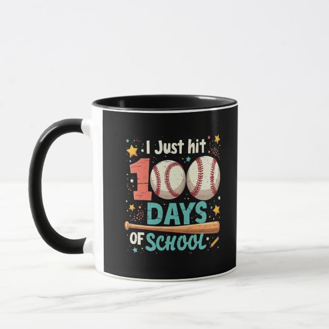 I  Just Hit 100 Days of School 100 Days Baseball  Mug (Left)