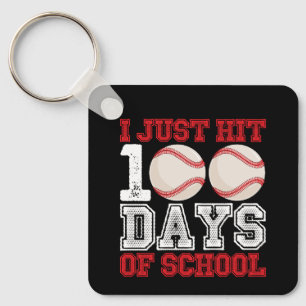 I Just Hit 100 Days of School Baseball Keychain