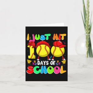 I Just Hit 100 Days Of School Softball Kids Boys G Card