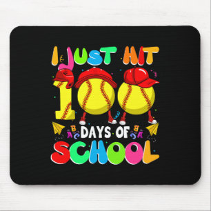 I Just Hit 100 Days Of School Softball Kids Boys G Mouse Pad