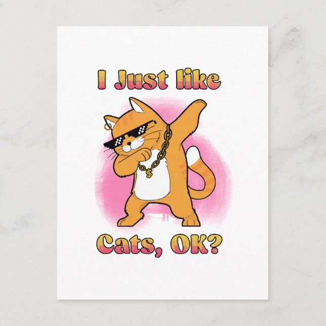 I Just Like Cats, OK Dabbing Cat Enclosure Card (Back)