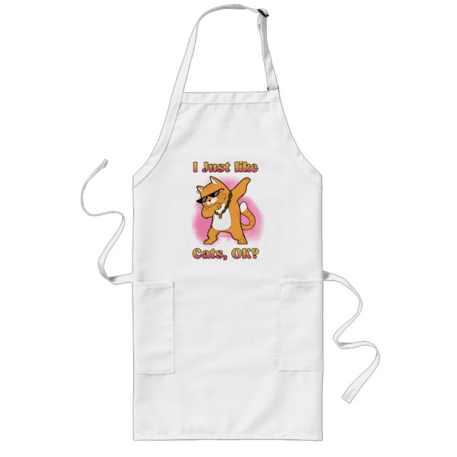 I Just Like Cats, OK Dabbing Cat Long Apron (Front)