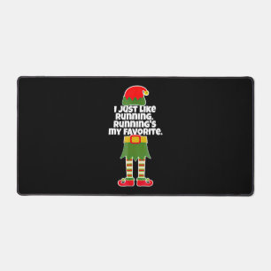 I Just Like to Run Running Runner Christmas Elf Desk Mat
