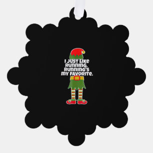 I Just Like to Run Running Runner Christmas Elf Ornament Card