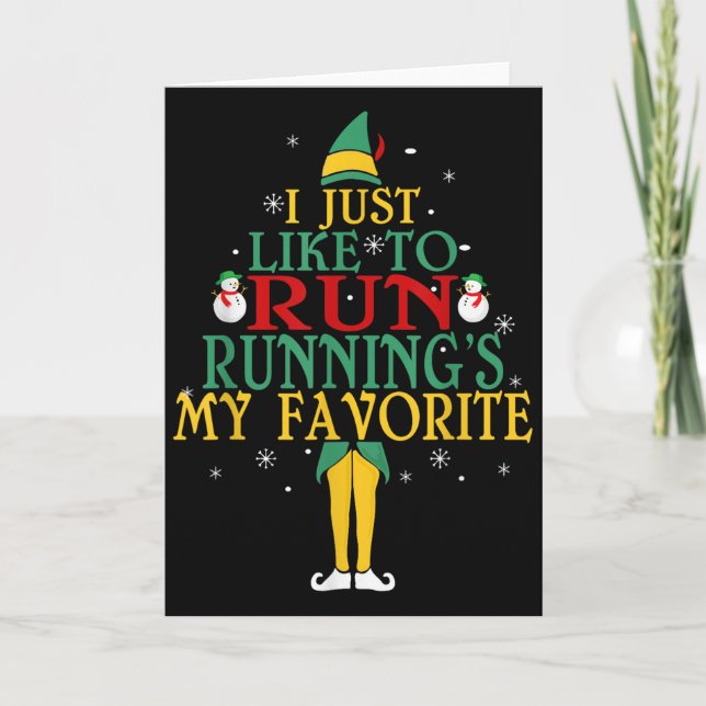 I Just Like To Run Running's My Favourite Christma Card (Front)