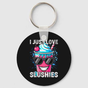 I Just Love Slushies Cool Fun Summer Slushy Drink Keychain