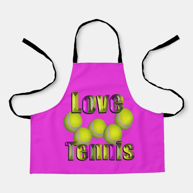 I Just Love Tennis, Kids Full Print Apron (Front)