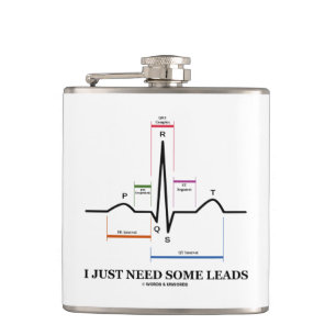I Just Need Some Leads ECG EKG Medical Humour Hip Flask