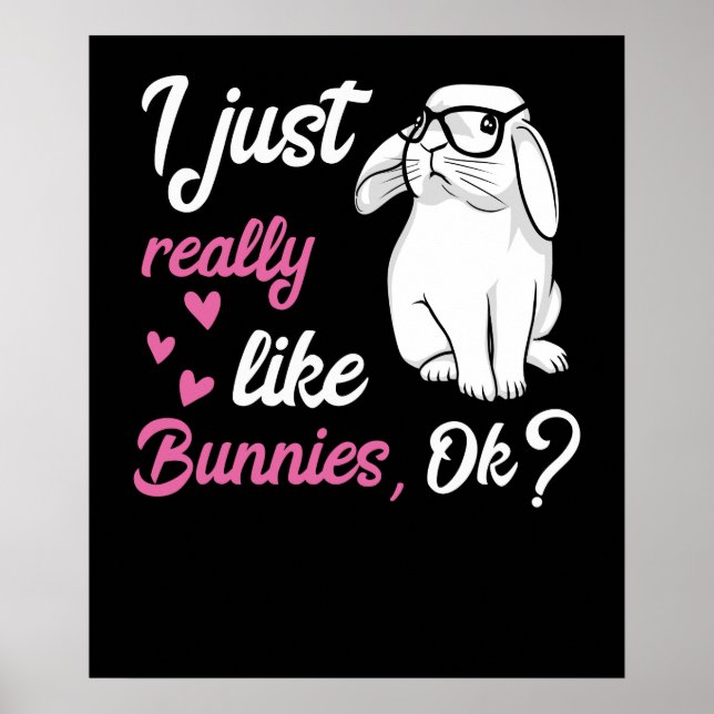 I Just Really Like Bunnies Cute Rabbit Poster (Front)