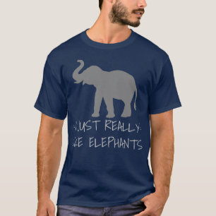 I Just Really Like Elephants Cute Retro Elephant L T-Shirt