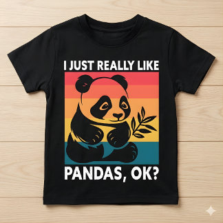 I Just Really Like Pandas OK – Cute Retro Panda  T-Shirt