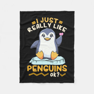 I Just Really Like Penguins Fleece Blanket