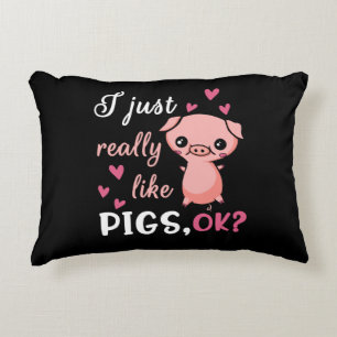 I Just Really Like Pigs Cute Farm Animal Pork Accent Pillow
