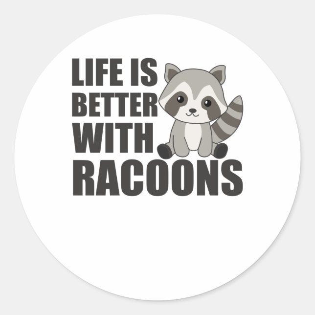I Just Really Like Racoons Cute Raccoon Classic Round Sticker (Front)
