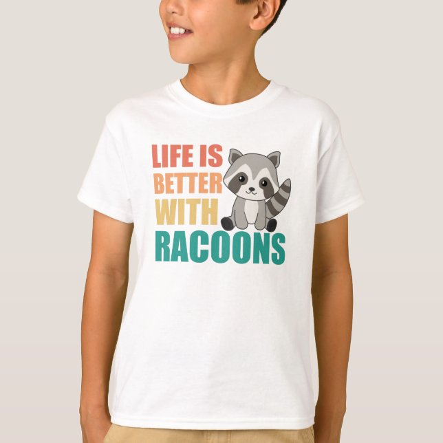 I Just Really Like Racoons Cute Raccoon T-Shirt (Front)