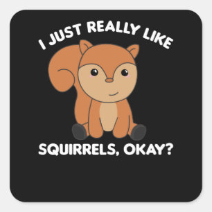I Just Really Like Squirrels Funny Squirrel Square Sticker