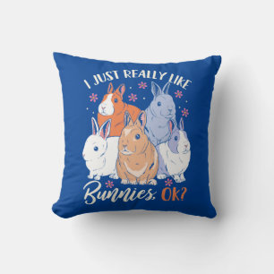 I Just Really Likes Rabbits Throw Pillow
