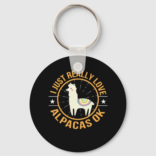 I Just Really Love Alpacas Love Alpaca Keychain (Front)
