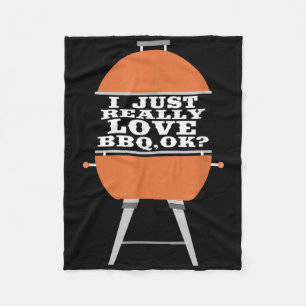 I Just Really Love Bbq Barbecue Grill Meat Eating  Fleece Blanket