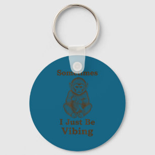 I Just Sometimes Vibing Monkey Retro Meme Keychain