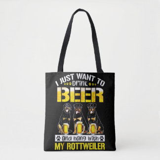 i just want to drink beer and hang with my dog tote bag