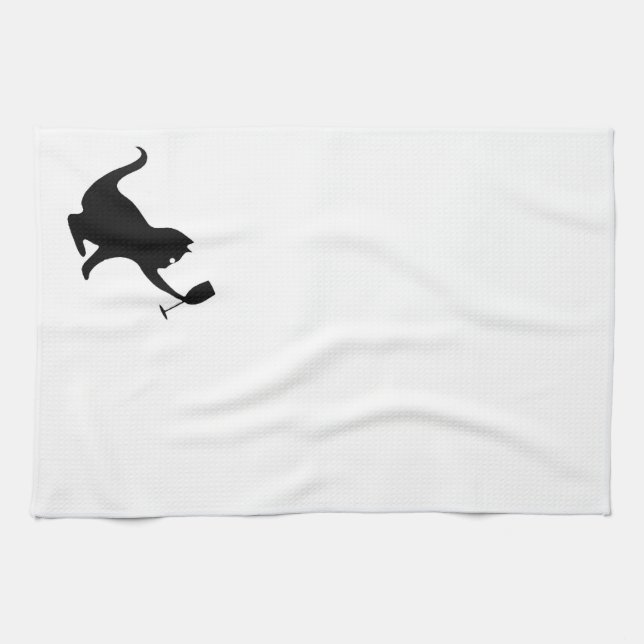 I just want to drink wine and pet my cat kitchen towel (Horizontal)