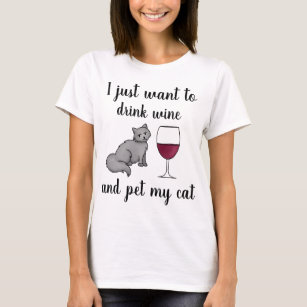 Cat and wine t hot sale shirt