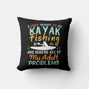 I Just Want To Go Kayak Fishing Throw Pillow