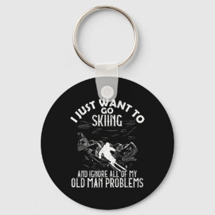 I Just Want To Go Skiing Ski Wintersport Keychain