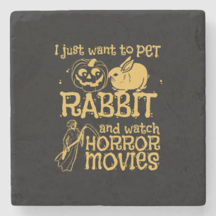 I Just Want To Pet Rabbit And Halloween Stone Coaster