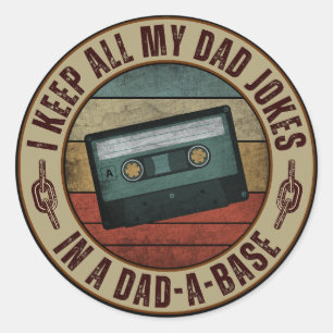 I keep all my dad jokes in a dad a base classic round sticker