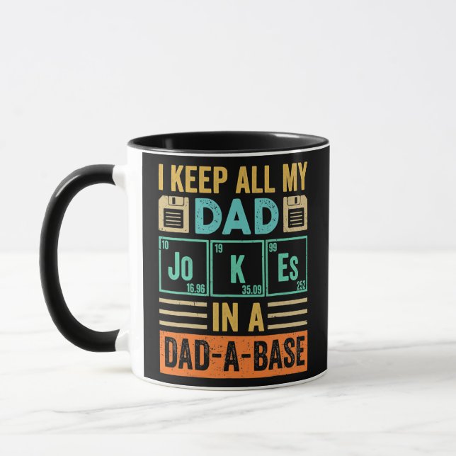 I Keep All My Dad Jokes In A Dad A Base Retro Mug (Left)