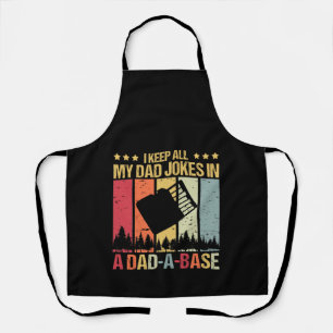 I Keep All My Dad Jokes In A Dad-A-Base Vintage Fa Apron