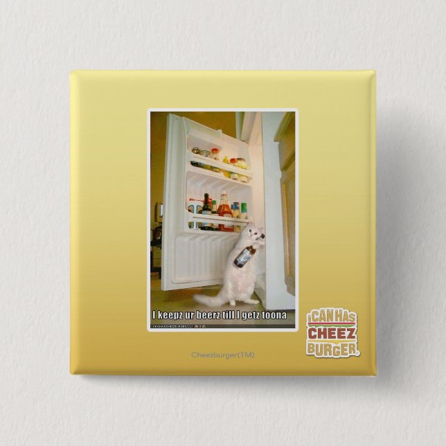 I keepz ur beerz 2 inch square button (Front)