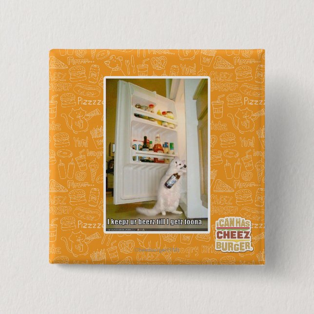 I keepz ur beerz 2 inch square button (Front)