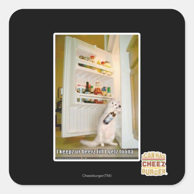 I keepz ur beerz square sticker (Front)