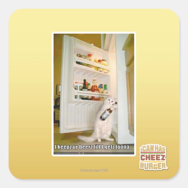 I keepz ur beerz square sticker (Front)