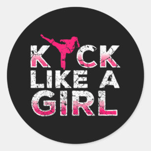 I Kick Like A Girl Karate Kickboxing Classic Round Sticker