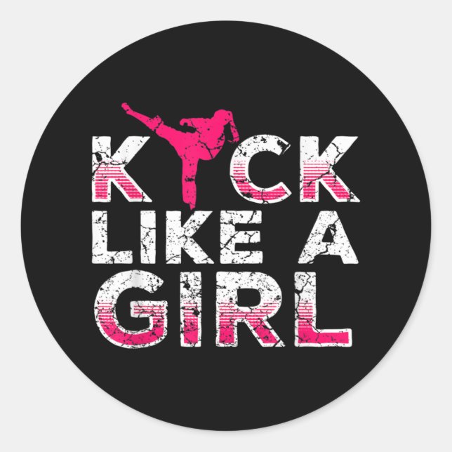 I Kick Like A Girl Karate Kickboxing Classic Round Sticker (Front)