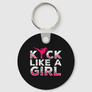 I Kick Like A Girl-karate Kickboxing Girls Keychain