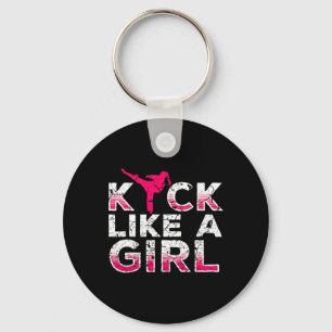 I Kick Like A Girl-karate Kickboxing Girls Keychain
