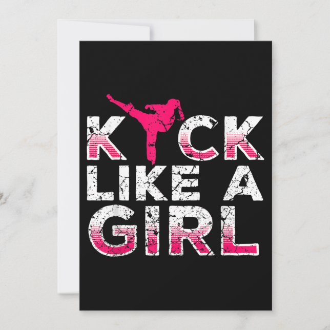 I Kick Like A Girl Karate Kickboxing Invitation (Front)