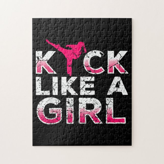 I Kick Like A Girl Karate Kickboxing Jigsaw Puzzle (Vertical)