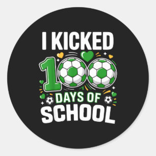 I Kicked 100 Days Of School Boys Kids Students Soc Classic Round Sticker