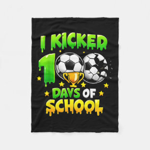 I Kicked 100 Days Of School Soccer Boys Kids Sport Fleece Blanket