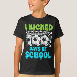 I Kicked 100 Days Of School Soccer Funny Boys Kids T-Shirt