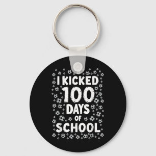 I Kicked 100 Days Of School Soccer Kids 100th Day  Keychain